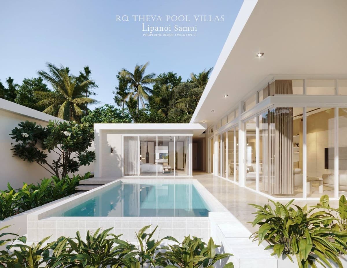 THEVA Pool Villas Lipa Noi — pool and villa perspective render
